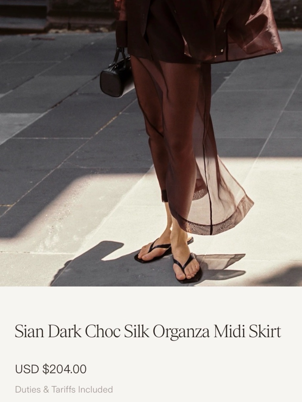 Sian Dark Choc Silk Organza Midi Skirt- Brown - Picture 2 of 12